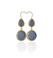 Kadir Jewellery 22 Ayar Altın Kaplama Kadın Taşlı Küpe -El İşçiliği Ve Hipoalerjenik Küpe (Mor)