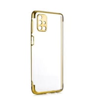 Galaxy M31S Kılıf İnce Köşeleri Renkli Şeffaf Silikon (Gold)