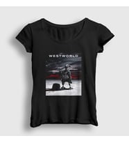 Presmono Kadın Beyaz Cover Westworld T-Shirt 223050tt (Siyah)