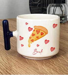 Kişiye Özel Pizza Lover Hediye T Kupa Bardak (Lacivert)