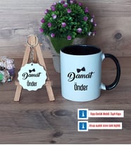 Damat Kupa Bardak Kırmızı ve Ahşap Anahtarlık Hediye (Model 10)