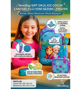 NewBag KIZ ÇOCUK SIRT İLKOKUL ÇANTASI-3'LÜ SET (Mavi-A.Mavı)