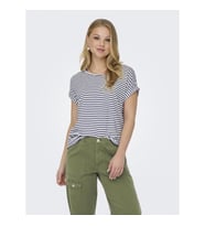 Only Onlmoster Stripe S/S O-Neck Top Jrs Noos Kadın T-shirt (Beyaz)