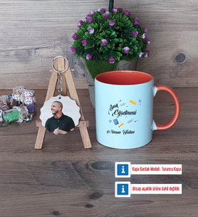 Sınıf Öğretmeni Kupa Bardak Beyaz ve Fotoğraflı Ahşap Anahtarlık Hediye Öğretmenler Günü Hediyesi (Model 13)