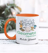 Geometri Öğretmeni Tasarımlı Kişiye Özel Kupa Bardak (Turuncu)