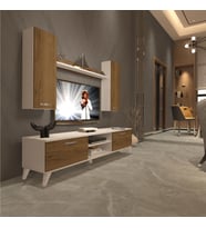Decoraktiv Eko 5D Mdf Std Retro Tv Ünitesi Tv Sehpası - Beyaz - Pera (Beyaz - Pera)
