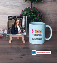 Biyoloji Mühendisi Fotoğraflı Dekoratif Taş, Kupa Bardak Beyaz Hediye (Model 1)