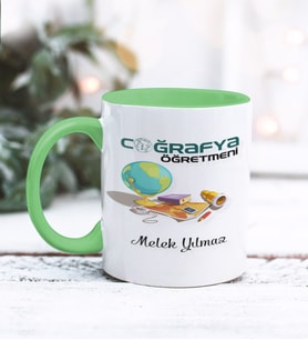 Coğrafya Öğretmeni Tasarımlı Kişiye Özel Kupa Bardak (Yeşil)