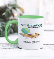 Coğrafya Öğretmeni Tasarımlı Kişiye Özel Kupa Bardak (Yeşil)