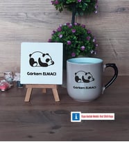 Uykucu Panda Dekoratif Taş, Kupa Bardak Kırmızı Hediye (Model 9)