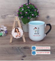 En İyi Diş Hekimi Kupa Bardak Beyaz ve Fotoğraflı Ahşap Anahtarlık Hediye (Model 10)