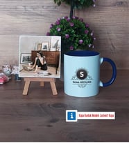 Baş Harf ve İsim Soyisim Fotoğraflı Dekoratif Taş, Kupa Bardak Beyaz Hediye (Model 3)