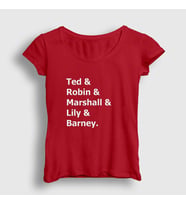 Presmono Kadın Sarı Names How I Met Your Mother T-Shirt 195491tt (Kırmızı)