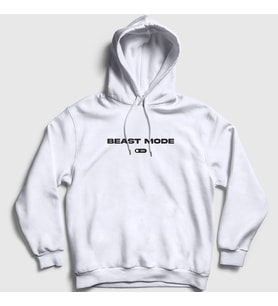 Presmono Unisex Beyaz Beast Mode Gym Spor Kapüşonlu Sweatshirt 370323tt (Beyaz)