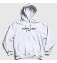 Presmono Unisex Beyaz Beast Mode Gym Spor Kapüşonlu Sweatshirt 370323tt (Beyaz)