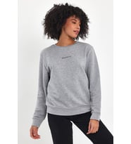 Kadın Bisiklet Yaka Rahat Kalıp 3 iplik Kalın Orta Brooklyn Nakışlı Sweatshirt SPR24SWk34 ( Gri-Melanj)