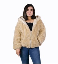 Kadın Fermuarlı Peluş Ceket (Bej)