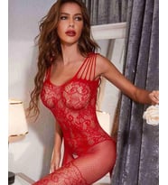 Secret Love Desenli İnce Askılı Jartiyer Görünümlü Tasarım Vücut Çorabı (Siyah,Beyaz,Pembe,Kırmızı) (Kırmızı)