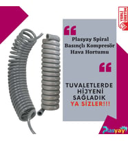 Plasyay Spiral Basınçlı Kompresör Hava Hortumu 8x14 mm 3.5 Metre (Gri)