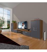 Decoraktiv Eko On2 Mdf Dvd Tv Ünitesi Tv Sehpası (Antrasit - Ceviz)