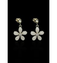 Papatya Silver 925 Ayar Gümüş Ay Taşlı Yasemin Çiçeği Çivili Küpe (Rodyum)