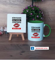 Kadın Öğretmene Hediye Dekoratif Taş, Kupa Bardak Kırmızı Hediye (Model 13)
