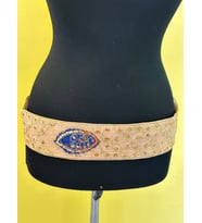 HİNT KUMAŞI İŞLEME ETNİK OTANTİK CIRT CIRTLI KADIN KEMER 94X8 CM (Mavi)