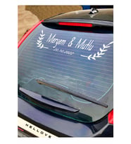 Gelin Arabası Sticker Süs Dekoratif İsim ve Tarih Yazılı Özel Etiket (Fuşya)