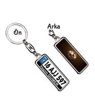 Kişiye Özel Bmw Kahverengi Metal Logo Tema Plaka Anahtarlık (Gümüş)