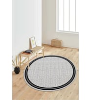 Dijital Baskılı Kaymaz Taban Yıkanabilir Yuvarlak Salon Halısı Koridor Halısı Paspas NDY-SD-343 (Gri)