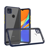 Xiaomi Redmi 9C Kılıf Kenar Renkli Sararmaz Şeffaf Kapak (Lacivert)