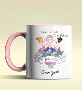Kişiye Özel Cana Can Katan Canım Babam Temalı Siyah Kupa Bardak (Pembe)