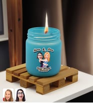 BK Gift Kişiye Özel DTF Best Friend Karikatürlü Renkli Cam Kavanozda Kokulu Mum-1(13 Renk Seçeneği), Arkadaşa Hediye, Doğum Günü Hediyesi (Turkuaz)