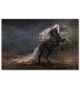 Cakapuzzle Uzun Yeleli Şahlanan At Görseli  Puzzle Yapboz MDF (Ahşap) (255 Parça)