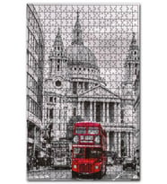 Cakapuzzle Siyah Beyaz Londra ve Kırmızı Otobüs Puzzle Yapboz MDF (Ahşap) (1000 Parça)