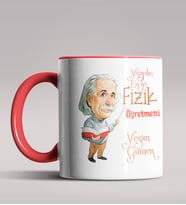 Kişiye Özel 100 Yılın En İyi Fizik Öğretmeni Temalı Siyah Kupa  (Kırmızı)