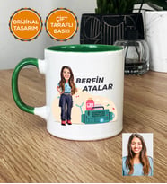 Kişiye Özel Karikatürlü Paramedik Hediye Kupa Bardak Kadın Paramediğe Tıp Bayramı Hediyesi (Yeşil)