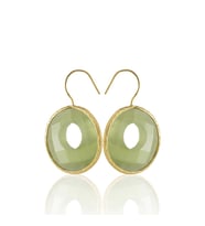 Kadir Jewellery 22 Ayar Altın Kaplama Kadın Taşlı Küpe -El İşçiliği Ve Hipoalerjenik Küpe (Zeytin Yeşili)