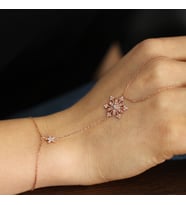 925 Ayar Gümüş Çiçekli Kar Tanesi Şahmeran Beyaz Taş (Pembe)