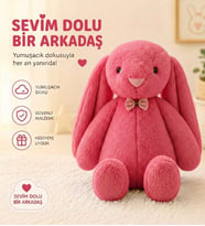 Uzun Kulak Uyku Arkadaşım Bunny Peluş Tavşan 65 cm - Çocuğunuzun Uyku Arkadaşı (Fuşya)