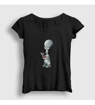 Presmono Kadın Beyaz Alien Roger Smith Dizi American Dad T-Shirt 299223tt (Siyah)