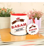 Kral Baba Hediye Seti Kupa Bardak ve Anahtarlık (Kırmızı)