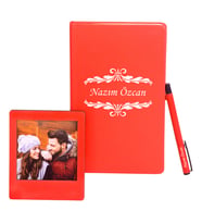 Kişiye Özel Deri Defter & Metal Tükenmez Kalem & Çerçeve (Model 2)