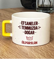 Kişiye Özel Efsaneler Temmuzda Doğar Hediye Lüks Fincan Doğum Günü Hediyesi (Sarı)