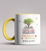 Kişiye Özel Edebiyat Öğretmeni Tasarımlı Siyah Renk Kupa Bardak 3 (Sarı)