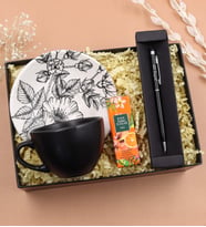Kişiye Özel Touch Pen & Fincan & Eyüp Sabri Tuncer Mini Kolonya Hediye Seti (Siyah)