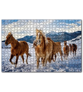Cakapuzzle Karda Koşan Atlar Görseli  Puzzle Yapboz MDF (Ahşap) (500 Parça)