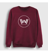 Presmono Unisex Beyaz Logo Westworld Sweatshirt 223567tt (Bordo)