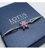 LOTUS ÇİÇEĞİ BİLEKLİK -  925 AYAR GÜMÜŞ BİLEKLİK (Pembe)