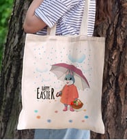 BK Gift Happy Easter Tasarımlı Kanvas Bez Çanta, Baskılı Omuz Çantası, Alışveriş Çantası, Plaj Çantası, Arkadaşa Hediye (Model 5)